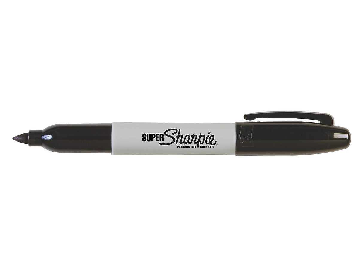 Sharpie Super Permanent Markers, Fine Tip, Black, 6/Pack