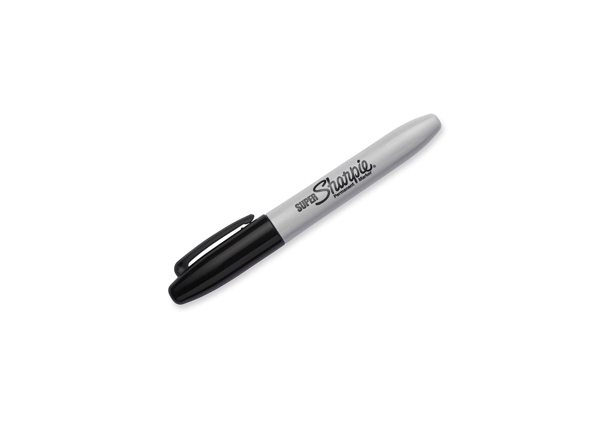 Sharpie Super Permanent Markers, Fine Tip, Black, 6/Pack