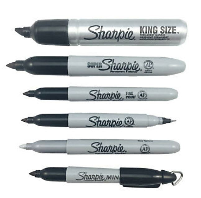 Sharpie Super Permanent Markers, Fine Tip, Black, 6/Pack