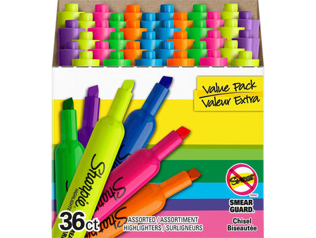 Sharpie Tank Highlighter, Chisel Tip, Assorted, 36/Pack