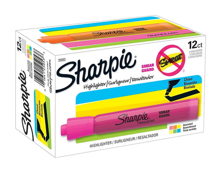 Sharpie Tank Highlighter, Chisel Tip, Assorted, Dozen