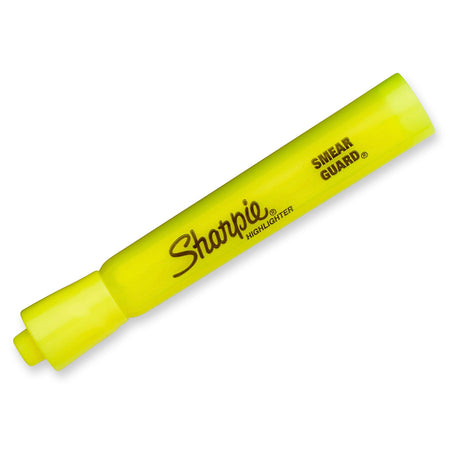 Sharpie Tank Highlighter, Chisel Tip, Fluorescent Yellow, 4/Pack