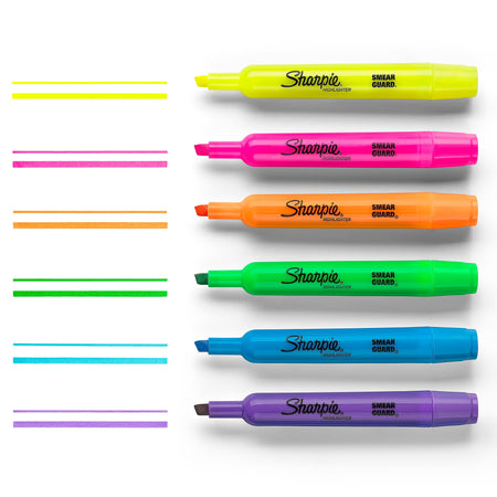 Sharpie Tank Highlighter, Chisel Tip, Fluorescent Yellow, 4/Pack