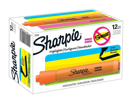 Sharpie Tank Highlighters, Chisel Tip, Orange, Dozen