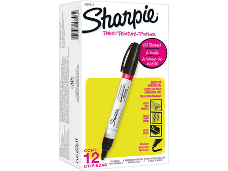 Sharpie Tank Paint Marker, Medium Tip, Black, 12/Pack