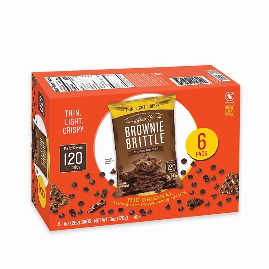 Sheila G's Chocolate Brownie Brittle Chips Crisps, 1 oz., 6 Bags/Pack