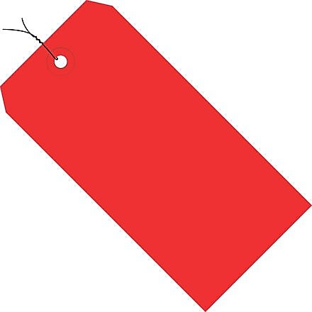 Shipping Pre-Wired Tag, 13 Pt, 4 3/4" x 2 3/8", Red, 1000/Case