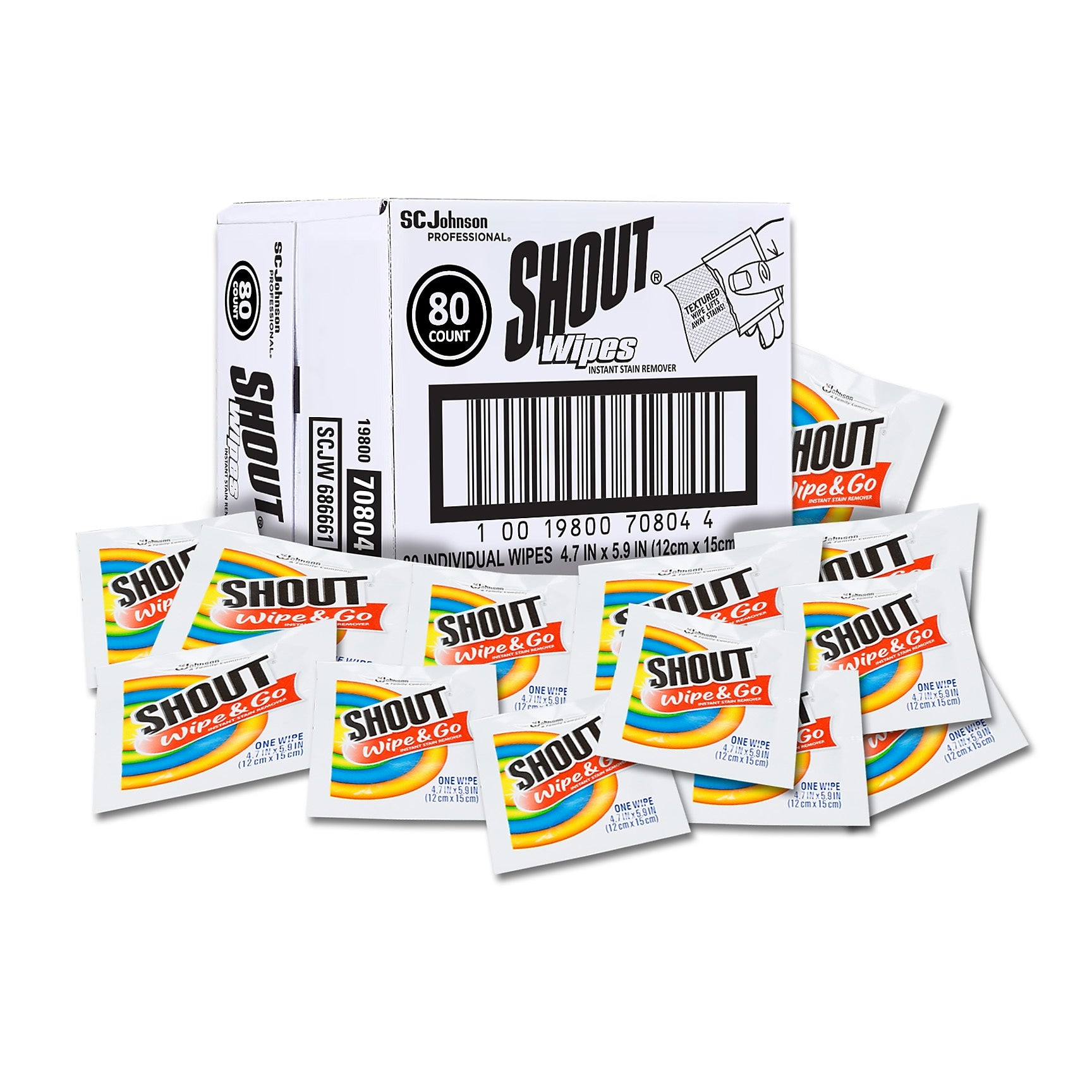 Shout Laundry Stain Remover Wipes, 80/Box