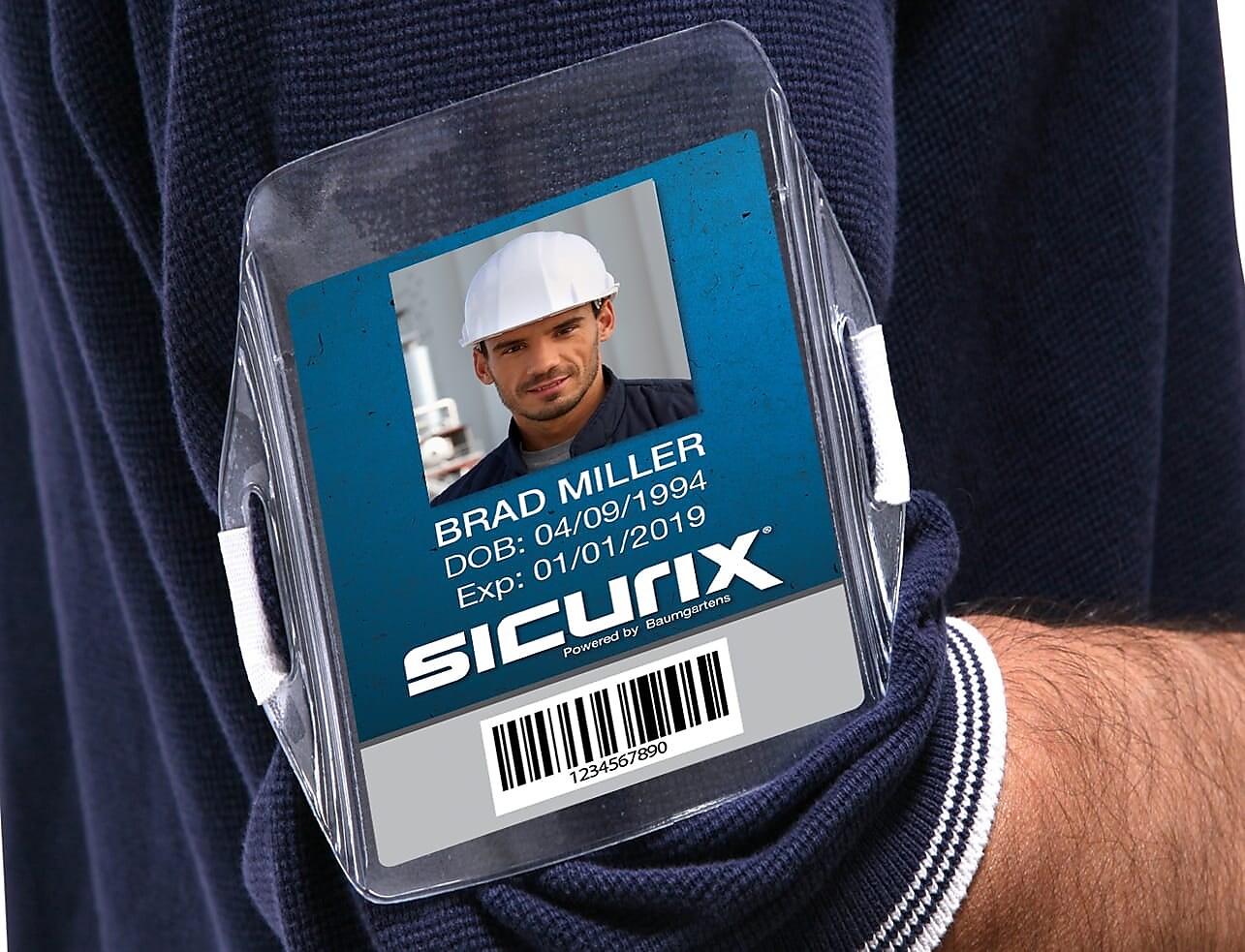 Sicurix Armband Badge Holder Vertical Elastic Strap, 2-1/2