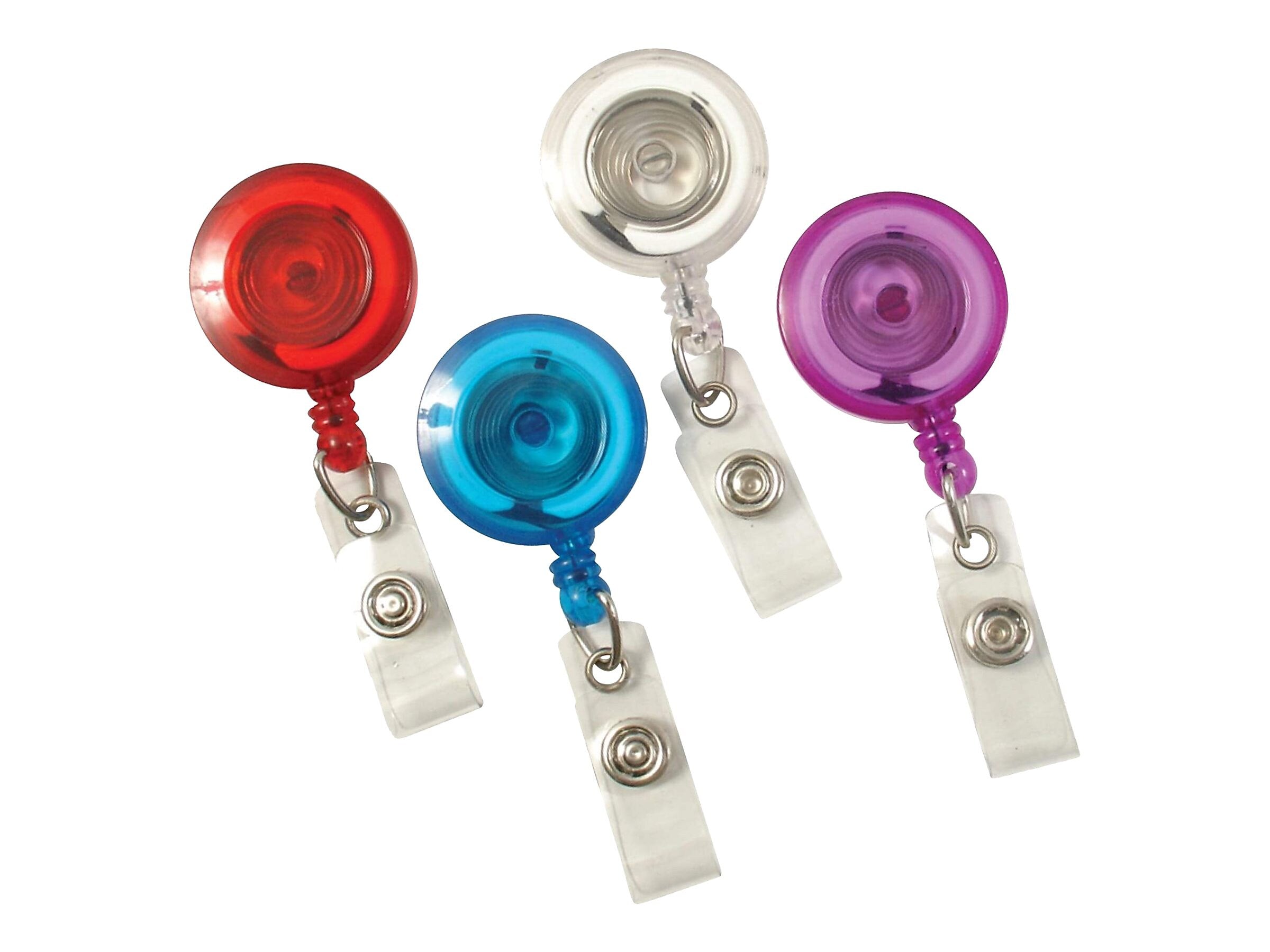 SICURIX Badge Reels, Assorted Colors, 4/Pack