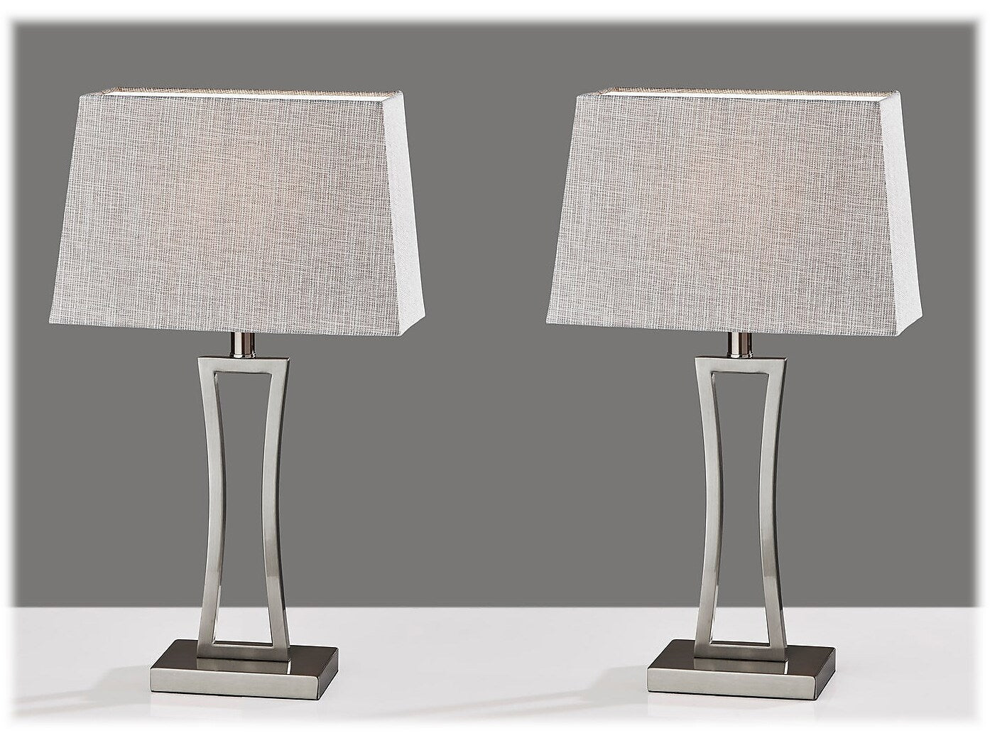 Simplee Adesso Camila Table Lamp, Brushed Steel, 2/Pack