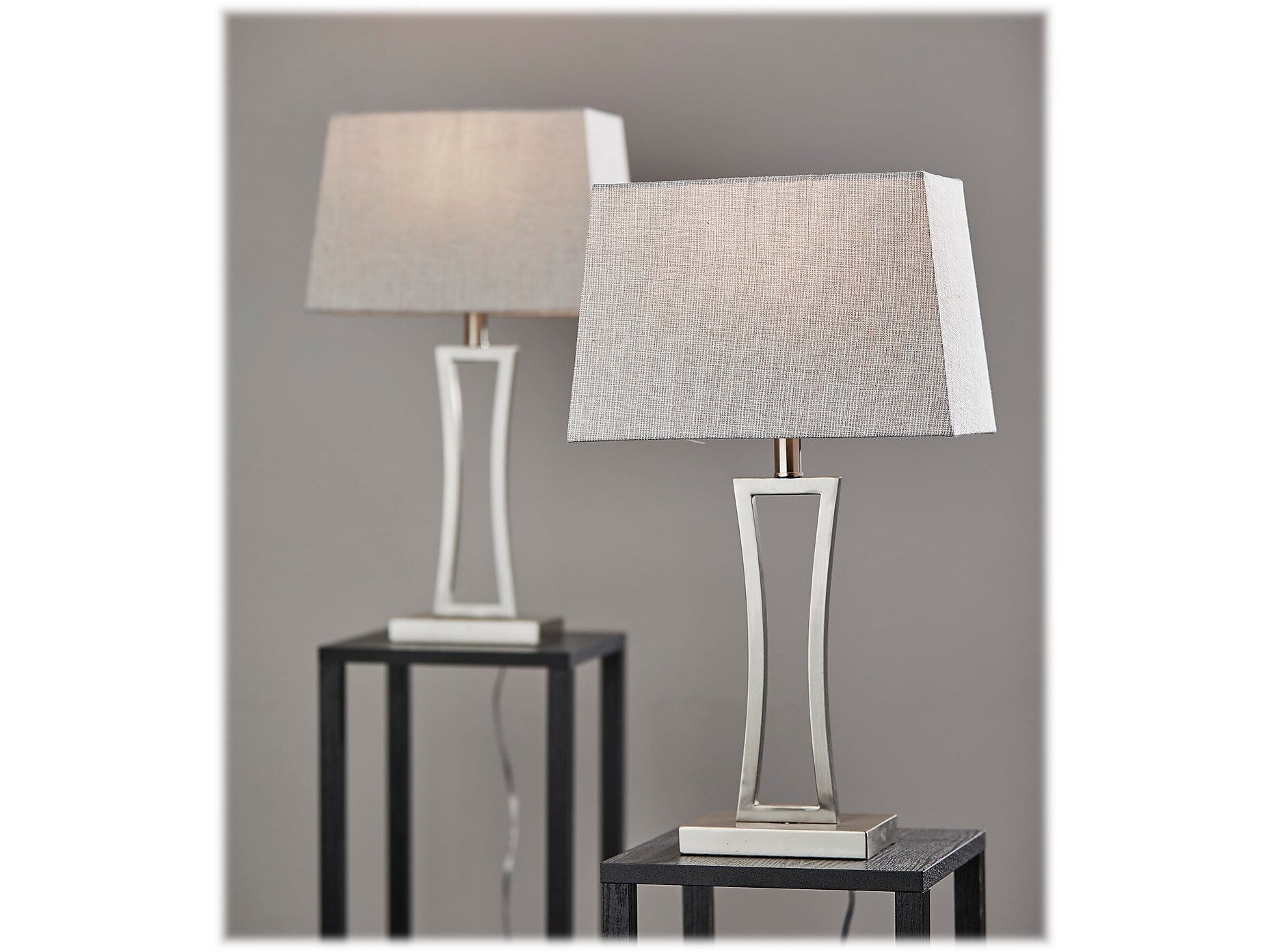 Simplee Adesso Camila Table Lamp, Brushed Steel, 2/Pack