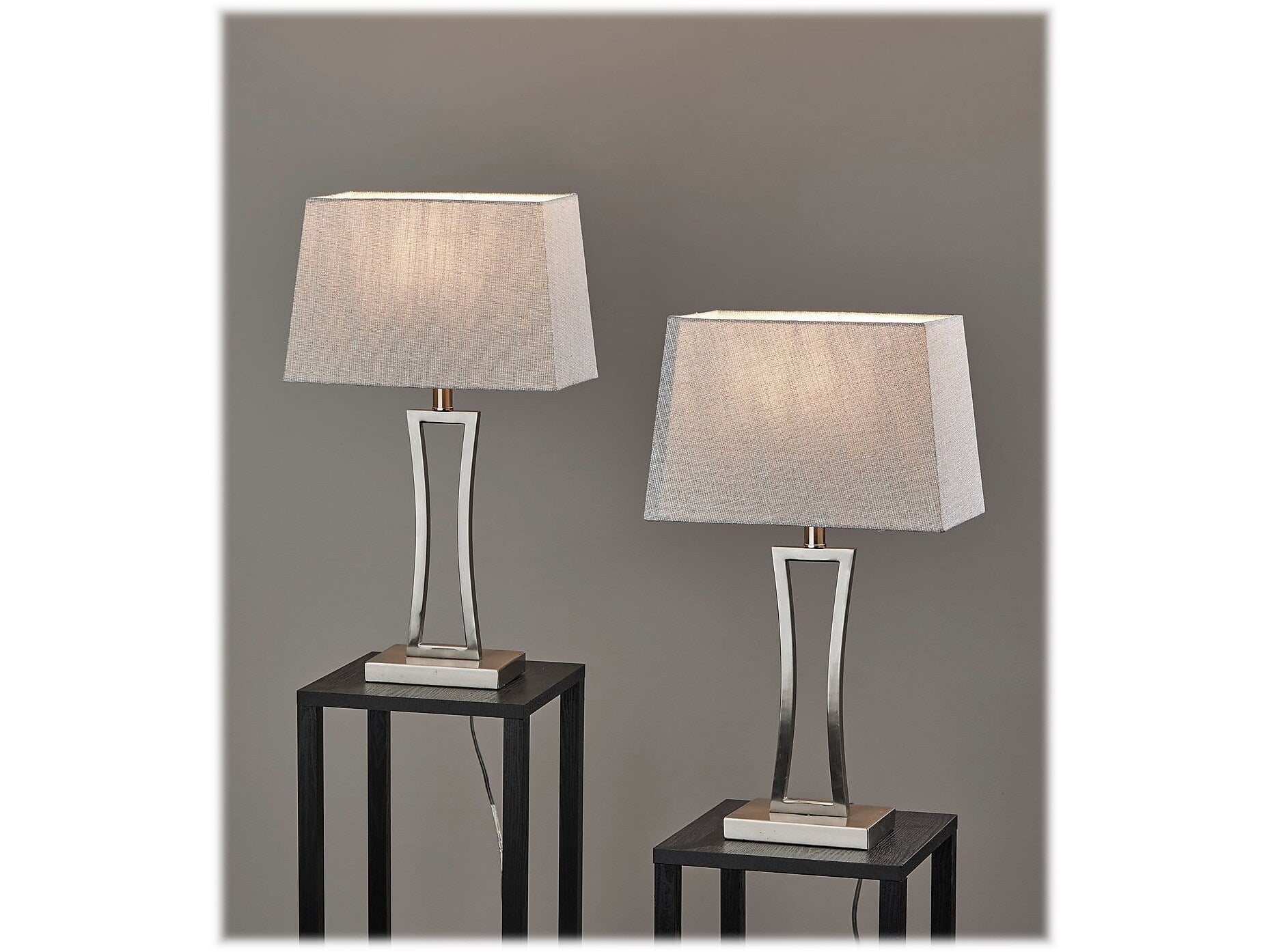 Simplee Adesso Camila Table Lamp, Brushed Steel, 2/Pack