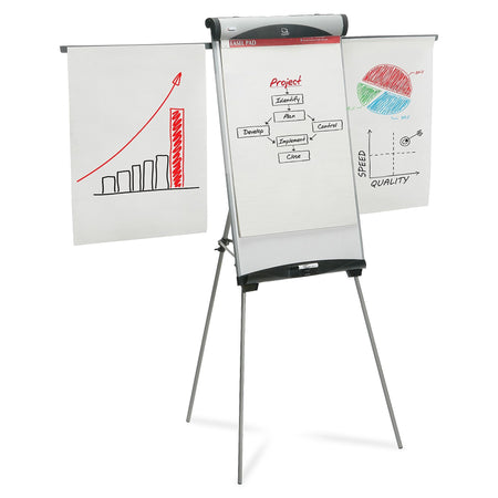 SKILCRAFT Euro Magnetic Presentation Easel - 27" Width x 39" Height - White Aluminum - Floor Standing, Tabletop - 1 Each