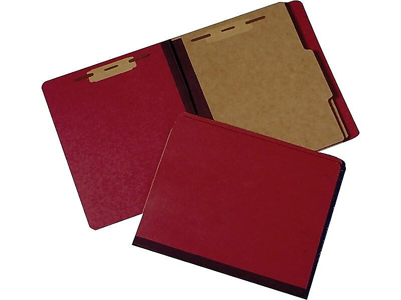 SKILCRAFT Pressboard Classification Folder, Letter Size, 2 Dividers, Earth Red