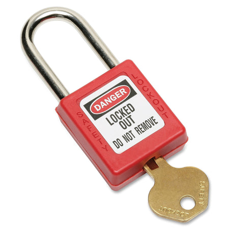 SKILCRAFT Safety Lockout Padlock, Keyed Alike, Thermoplastic Body, Red