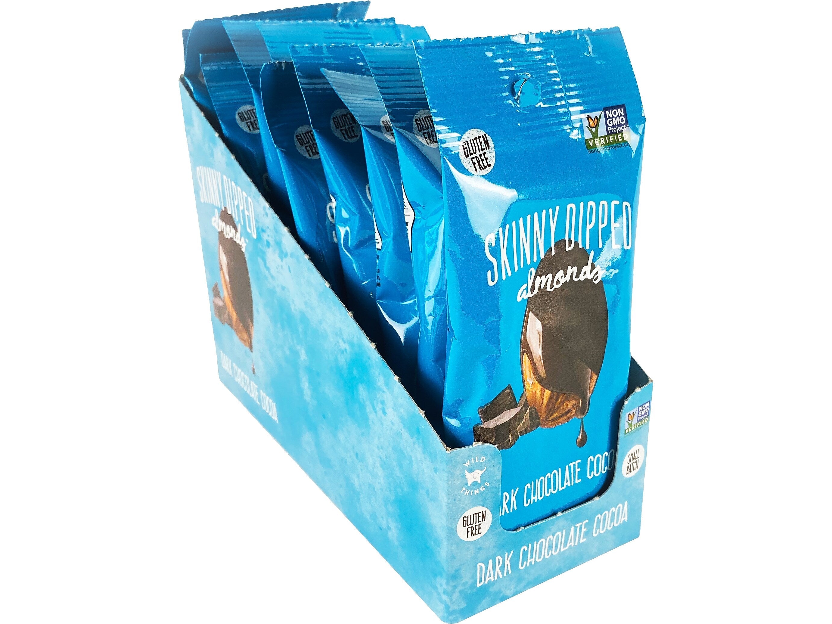 SKINNY DIPPED ALMONDS Dark Chocolate Covered Almonds, 1.2 oz., 10 Bags/Pack