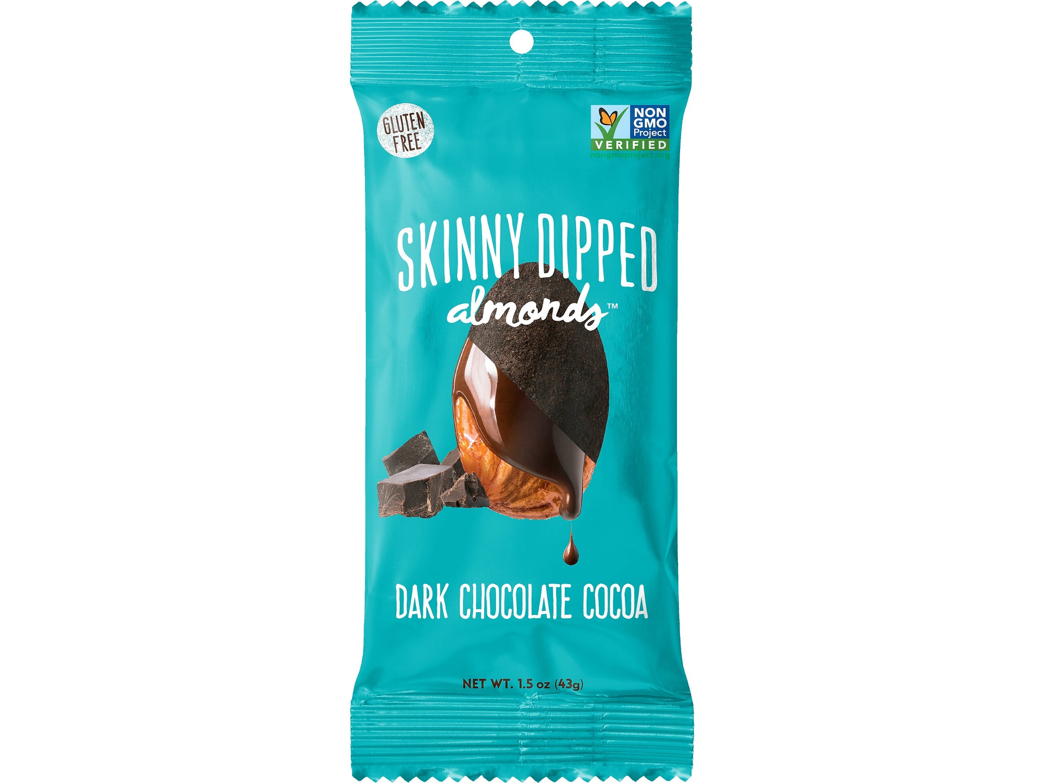 SKINNY DIPPED ALMONDS Dark Chocolate Covered Almonds, 1.2 oz., 10 Bags/Pack