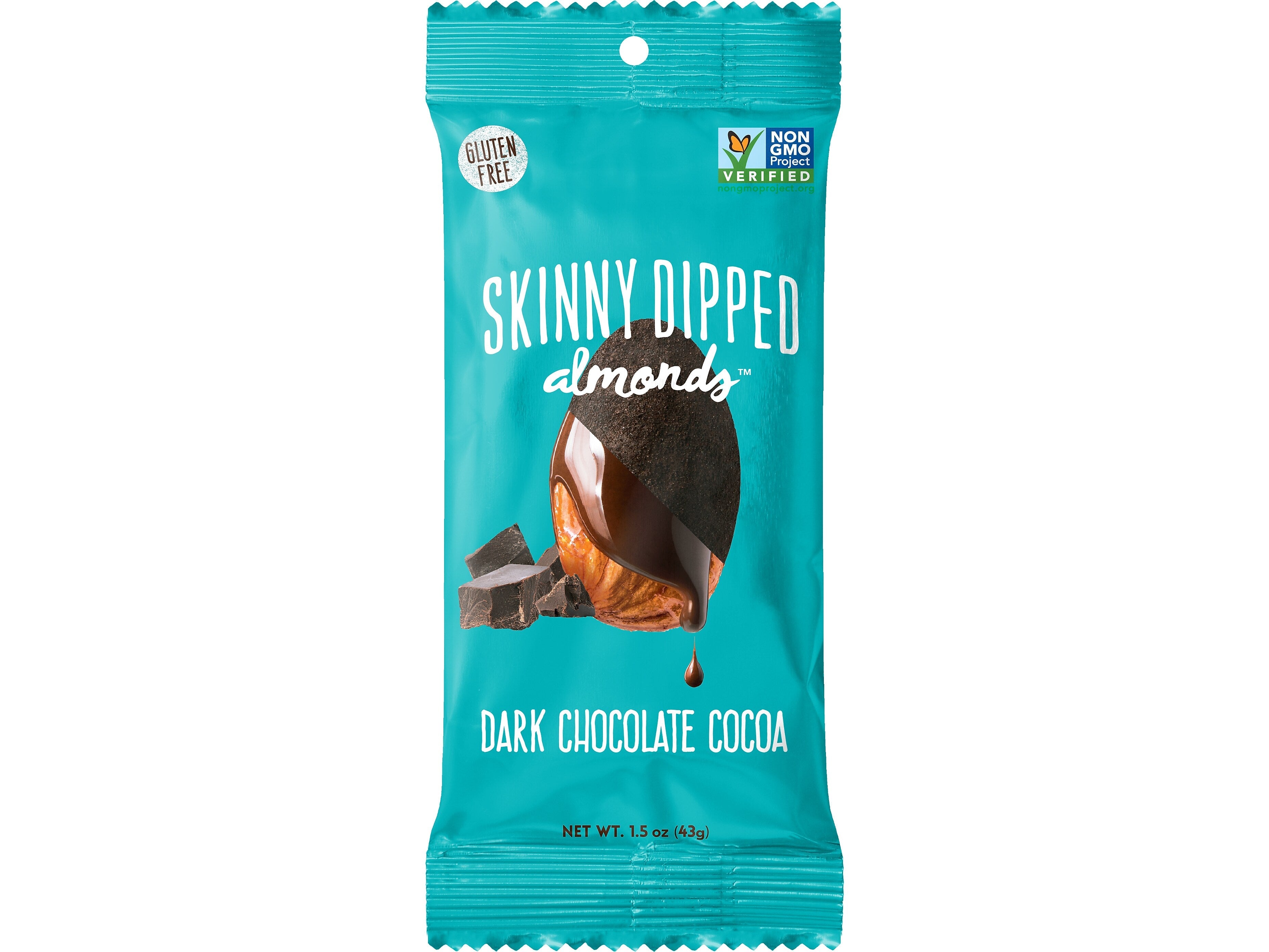 SKINNY DIPPED ALMONDS Dark Chocolate Covered Almonds, 1.2 oz., 10 Bags/Pack