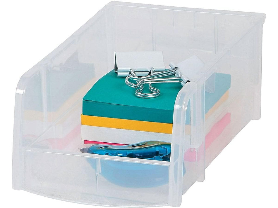 Small Modular Stacking Storage Box Open Lid, Clear