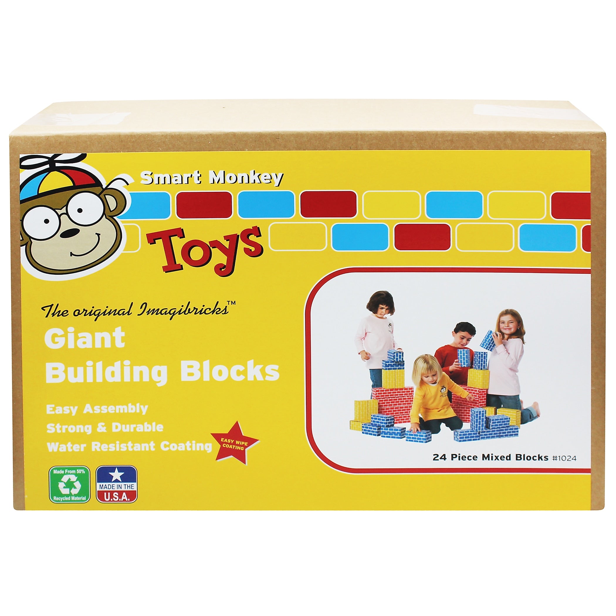 Smart Monkey Toys ImagiBRICKS Giant Building Block Set, 24/Set