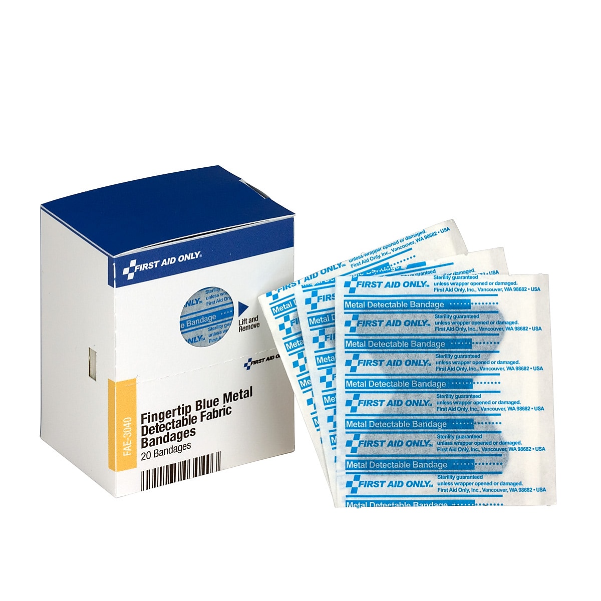 SmartCompliance Fingertip Metal Detectable Fabric Bandages, 1.75
