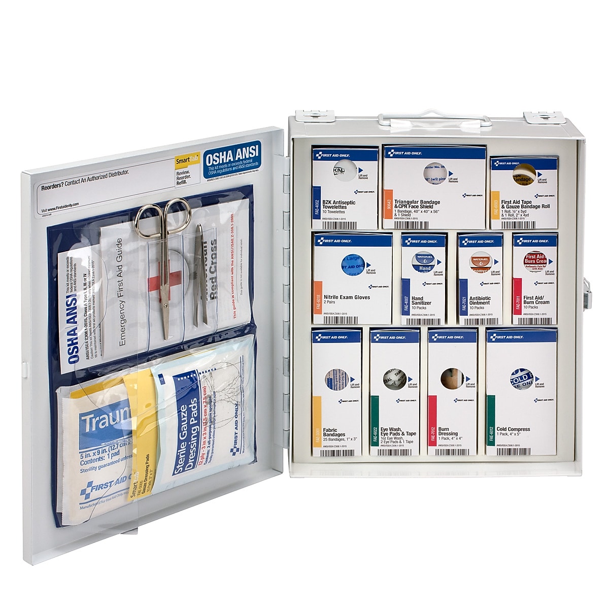 SmartCompliance First Aid Only Office Cabinet, ANSI Class A/ANSI 2021, 25 People, 94 Pieces, White