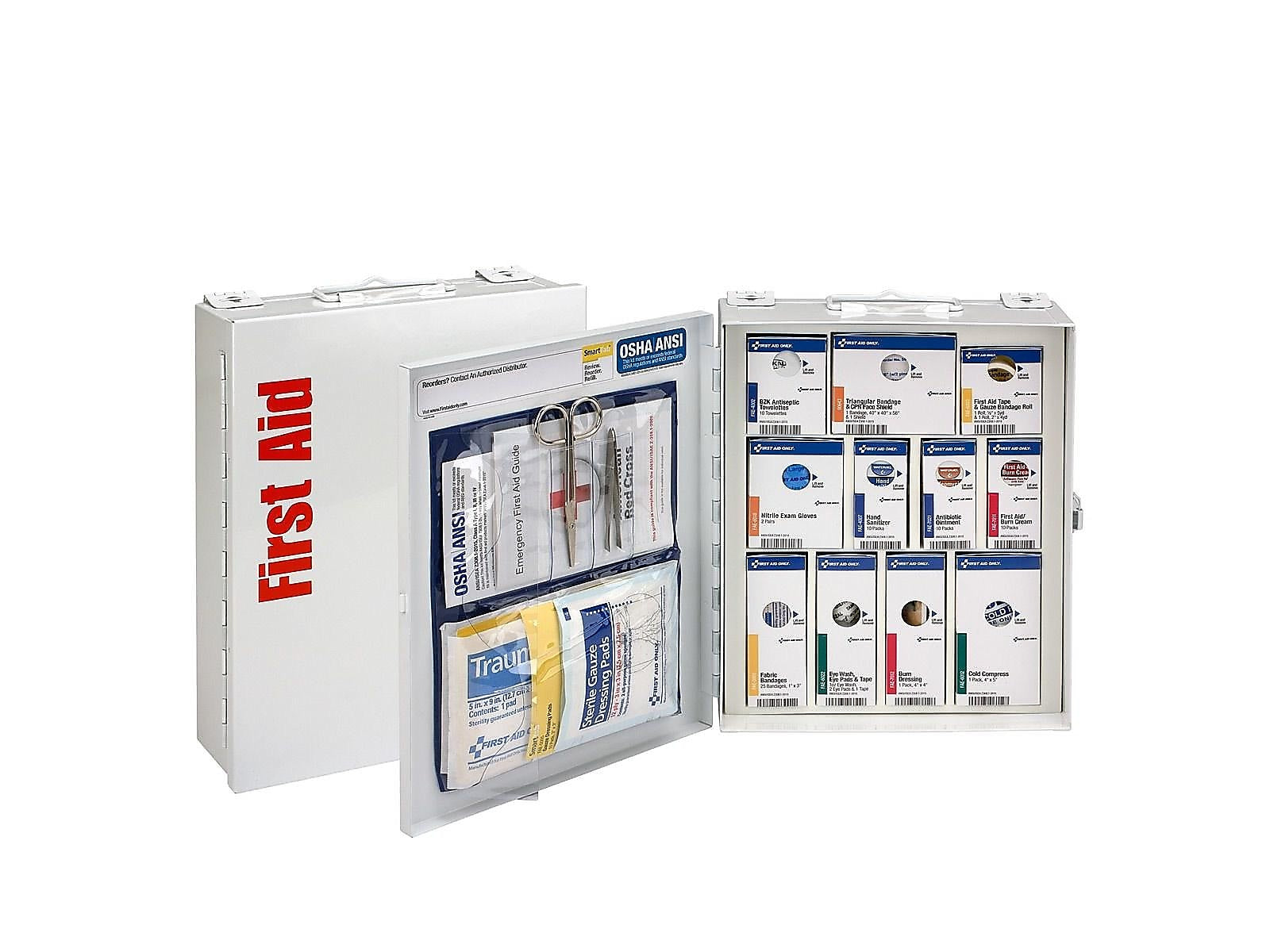 SmartCompliance First Aid Only Office Cabinet, ANSI Class A/ANSI 2021, 25 People, 94 Pieces, White