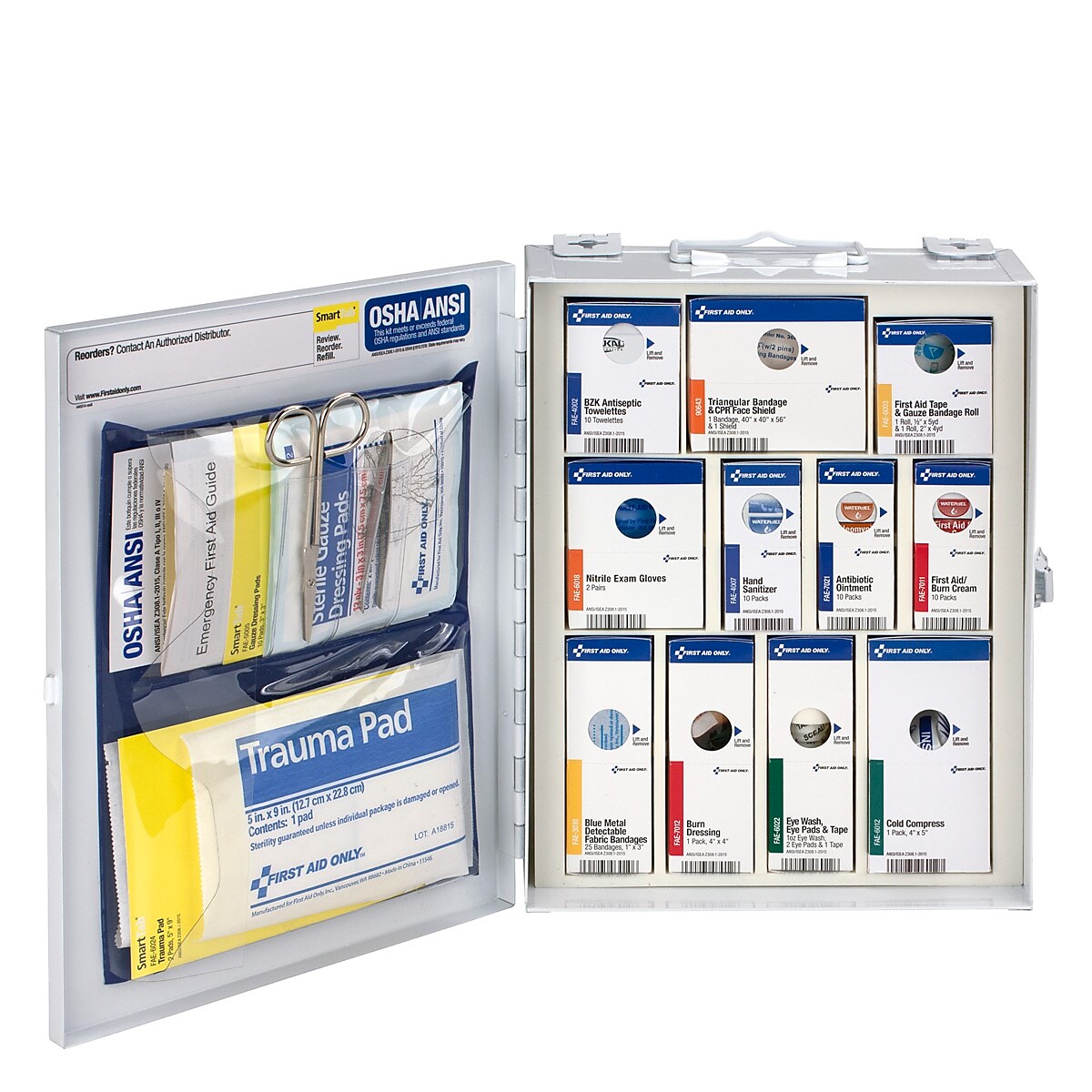 SmartCompliance Food Service Cabinet, ANSI Class A/ANSI 2021, 25 People, 94 Pieces, White