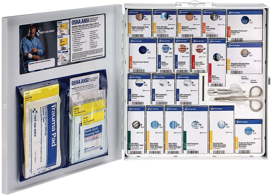 SmartCompliance Food Service Cabinet, ANSI Class A/ANSI 2021, 50 People, 260 Pieces, White, Kit