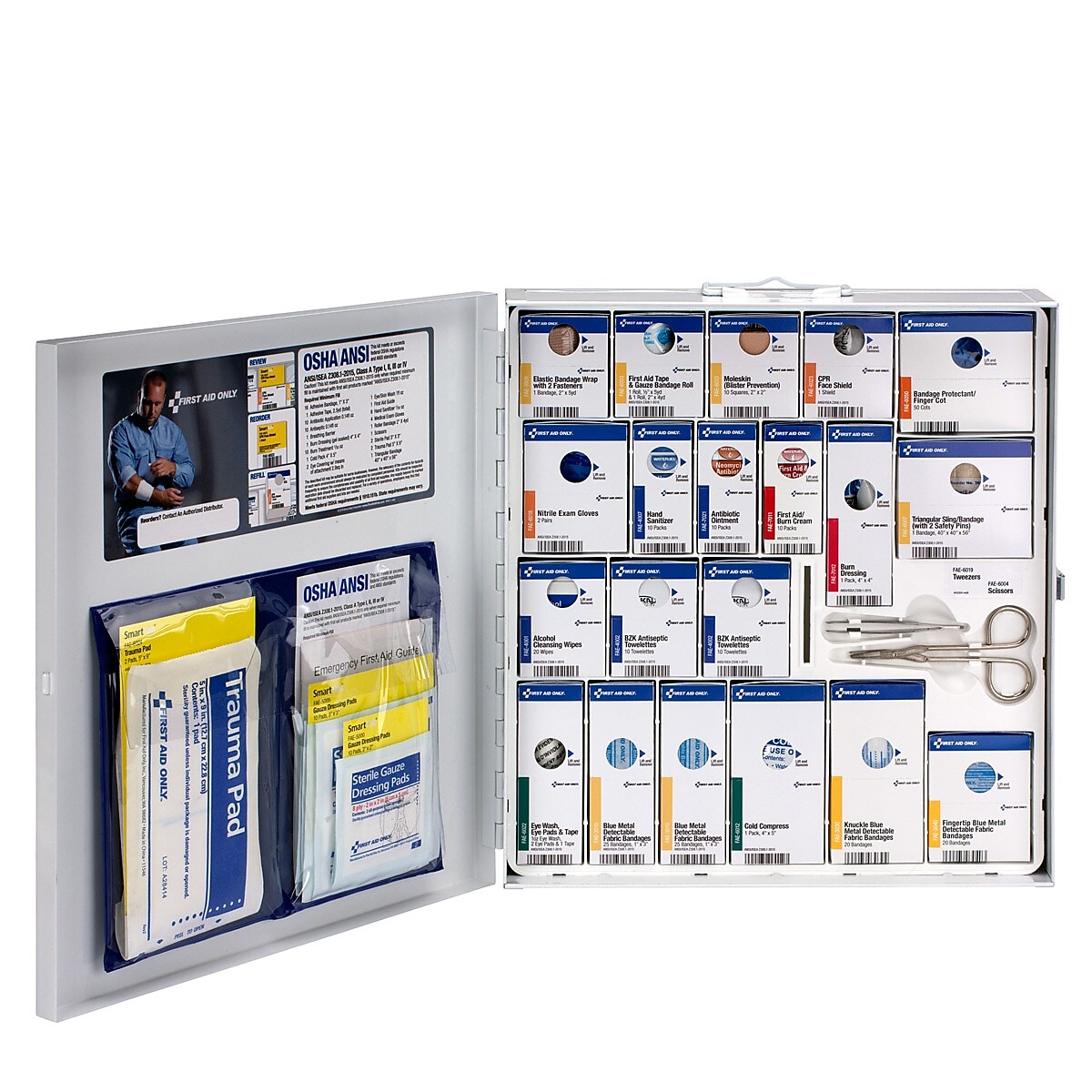 SmartCompliance Food Service Cabinet, ANSI Class A/ANSI 2021, 50 People, 260 Pieces, White, Kit