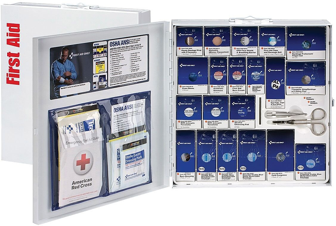 SmartCompliance Food Service Cabinet, ANSI Class A/ANSI 2021, 50 People, 260 Pieces, White, Kit