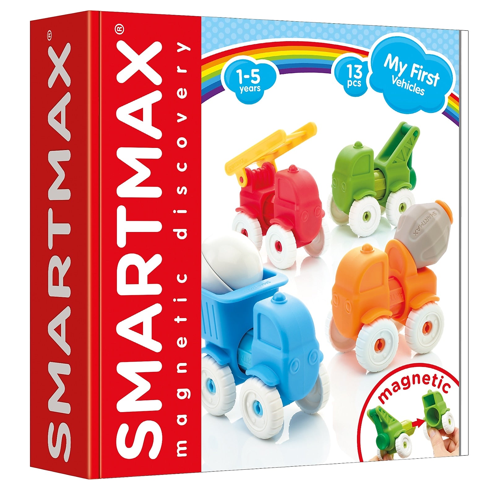 SmartMax Magnetic Discovery My First Vehicles, 13 Pieces, Assorted Colors, Ages 1-5