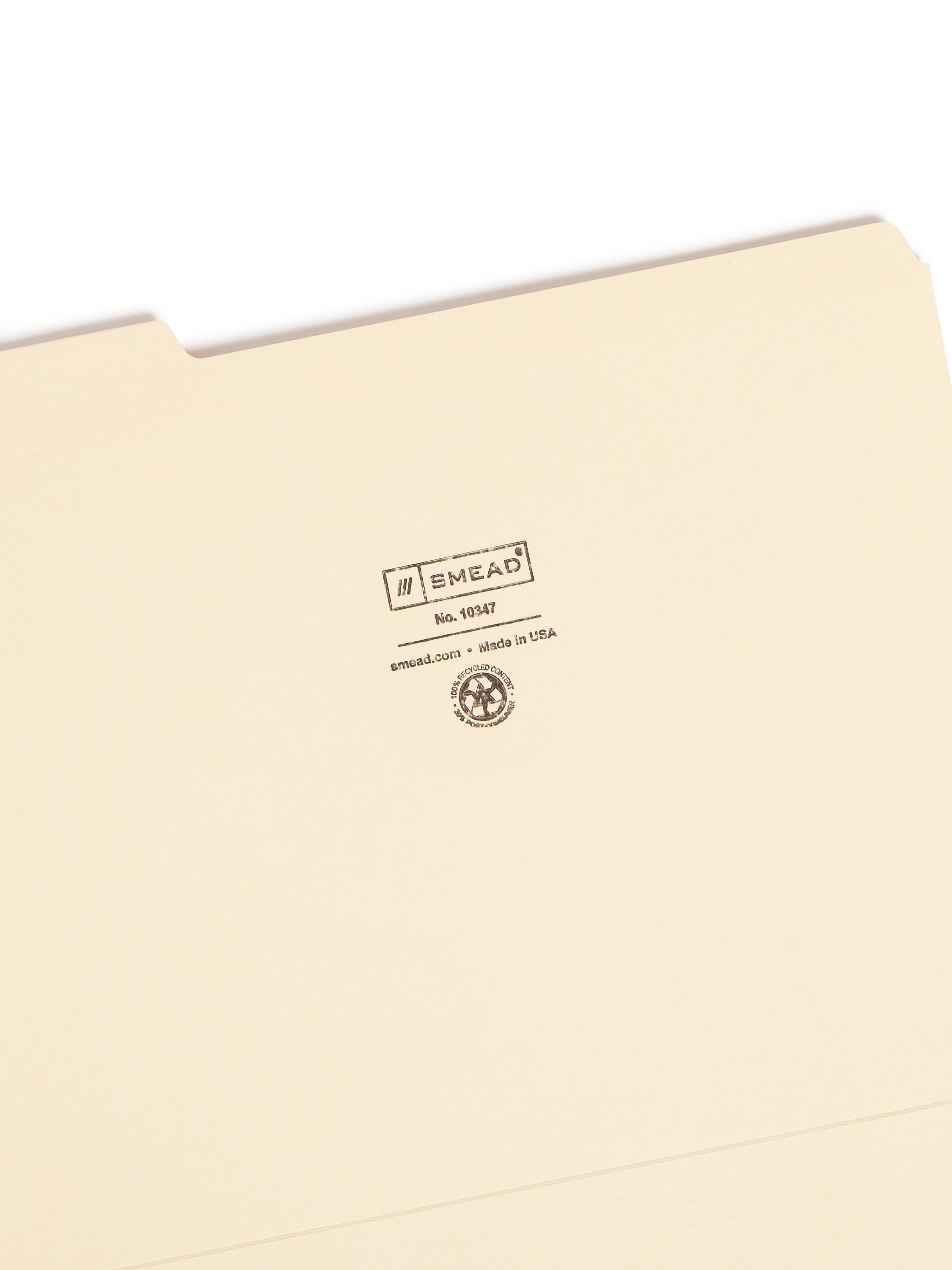 Smead 100% File Folder, Reinforced 1/3-Cut Tab, Letter Size, Manila, 100/Box