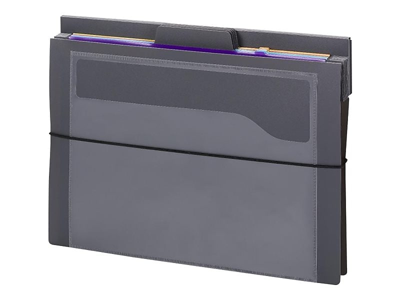 Smead 6 Pocket Cascading Poly Letter Size Wall Organizer, Gray/Bright Pockets