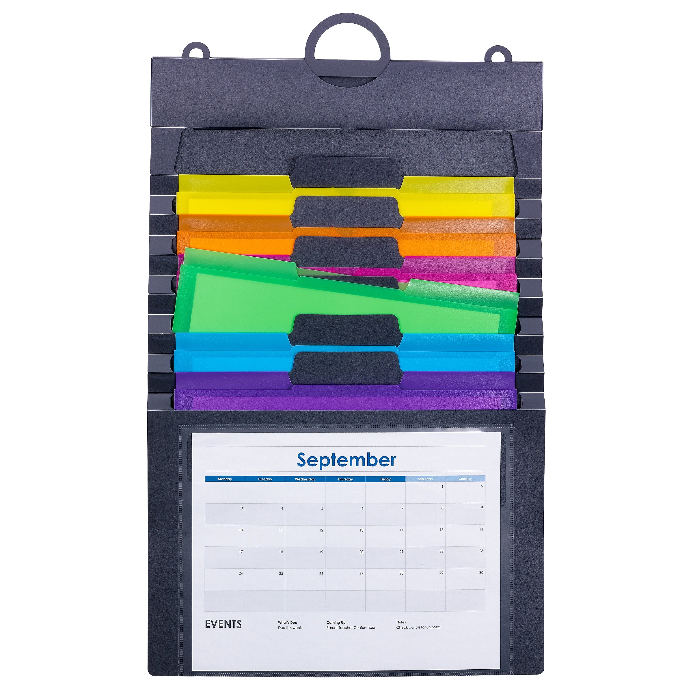 Smead 6 Pocket Cascading Poly Letter Size Wall Organizer, Gray/Bright Pockets