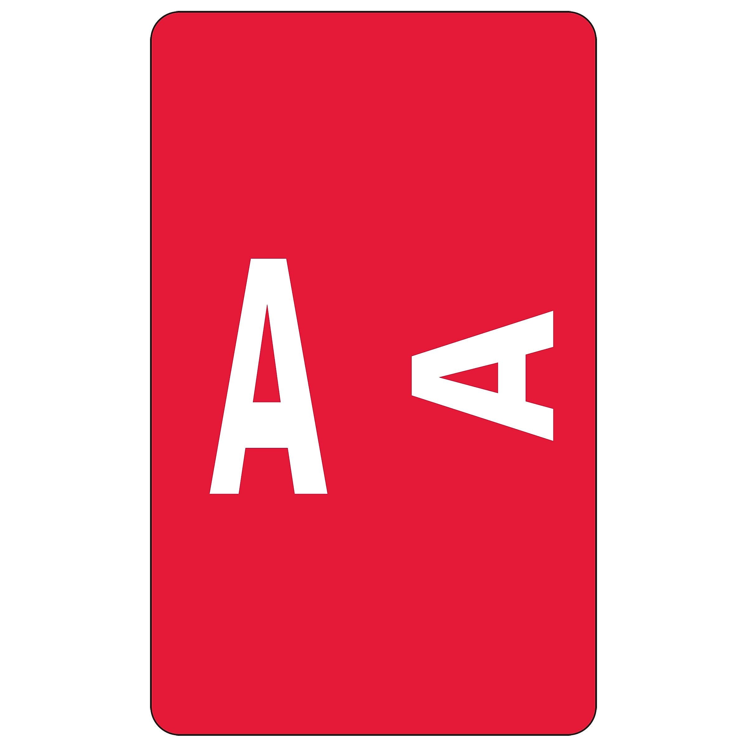 Smead AlphaZ ACCS Color-Coded Alphabetic Labels, A, Label Sheet, Red, 100/Pk
