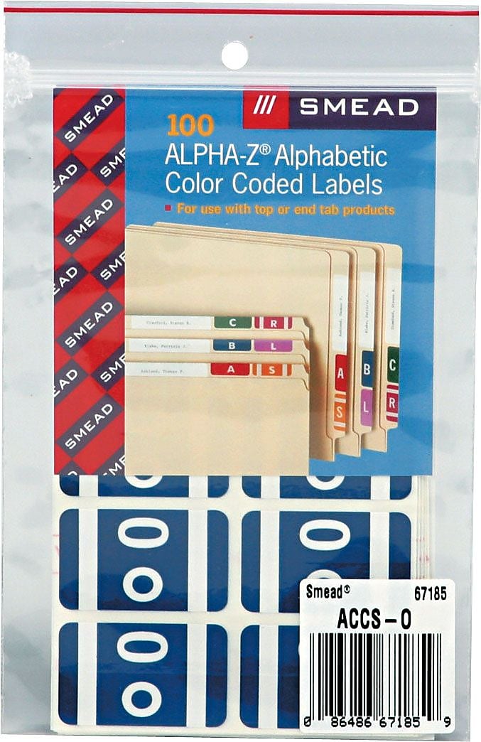 Smead AlphaZ ACCS Color-Coded Alphabetic Labels, O, Dark Blue, 100/Pack