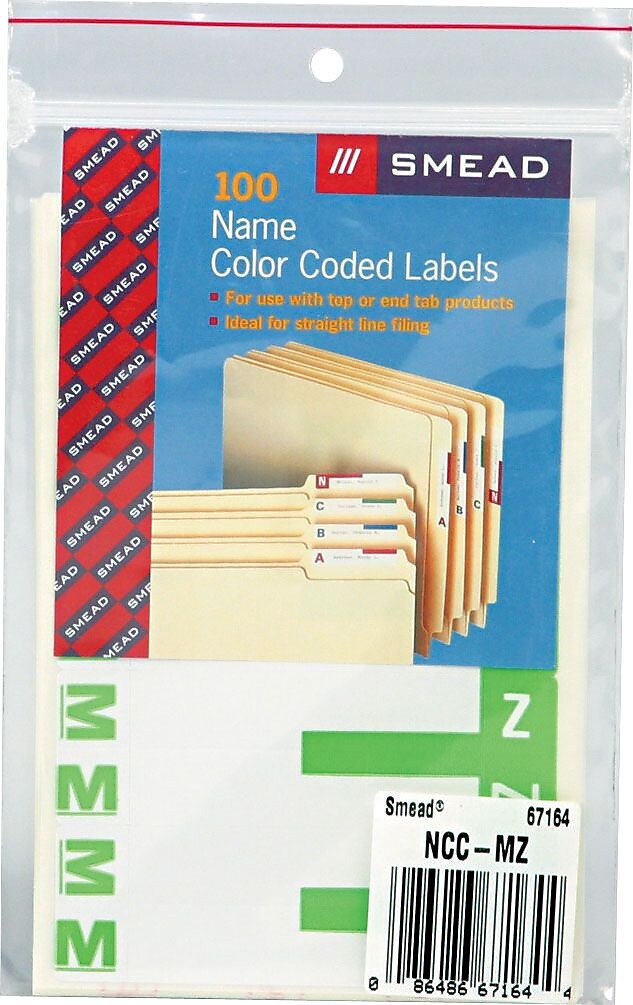 Smead AlphaZ NCC Hand Written Identification & Color Coding Label, 3 5/8