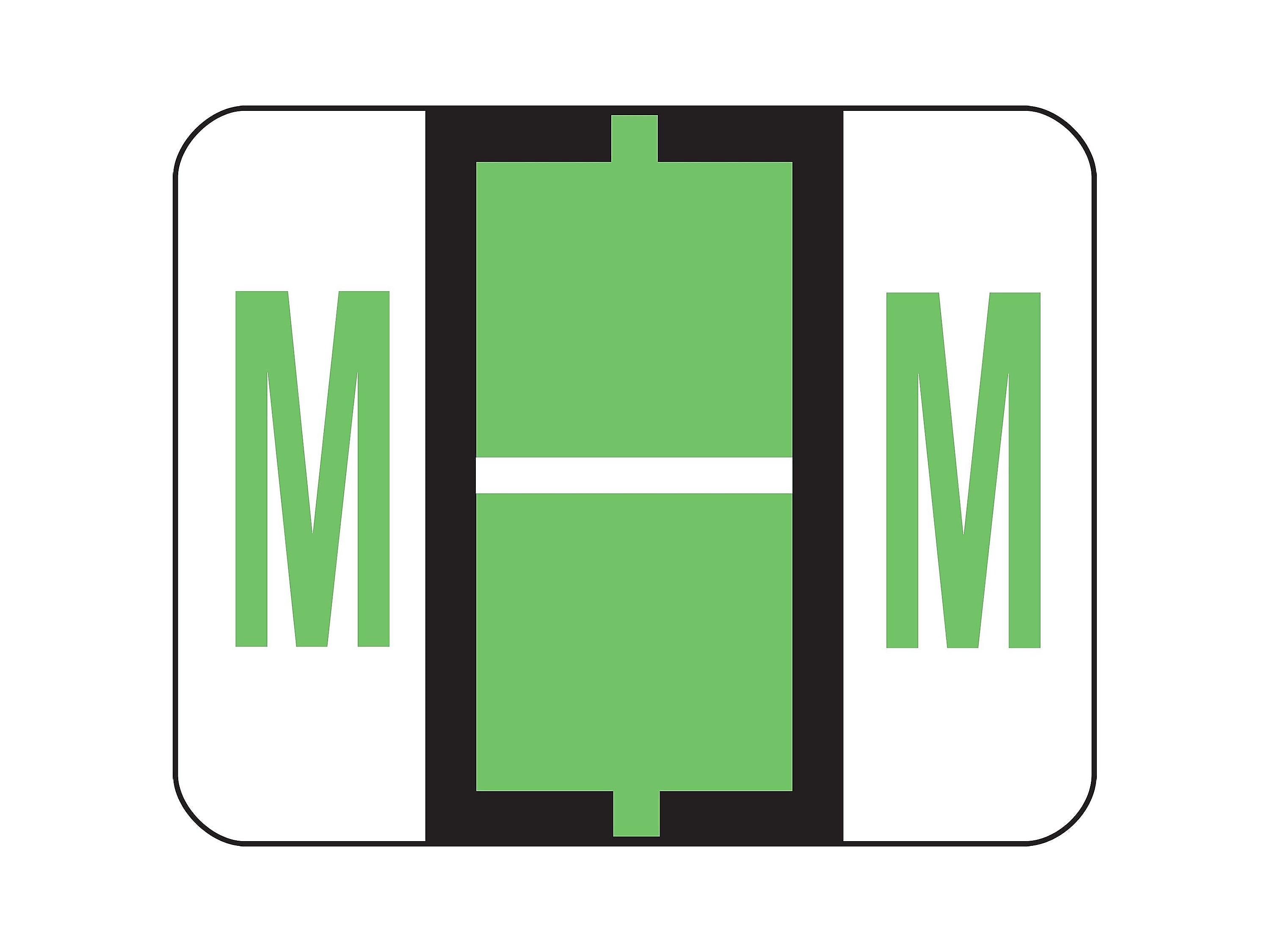 Smead BCCR Color Coded Alphabetic Labels, M, Light Green, 500/Roll