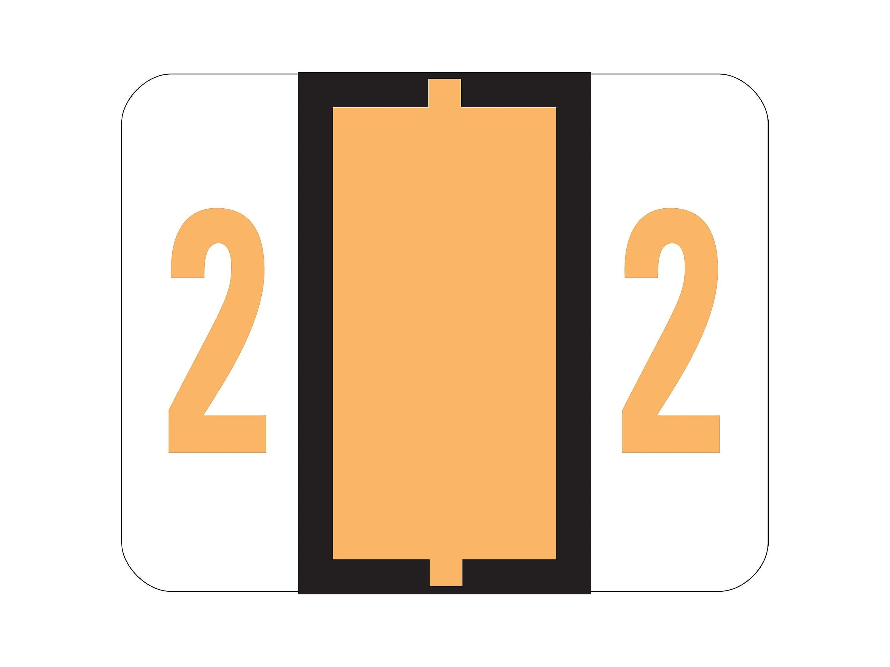 Smead BCCRN Color Coded Numeric Labels, 2, Light Orange, 500/Roll