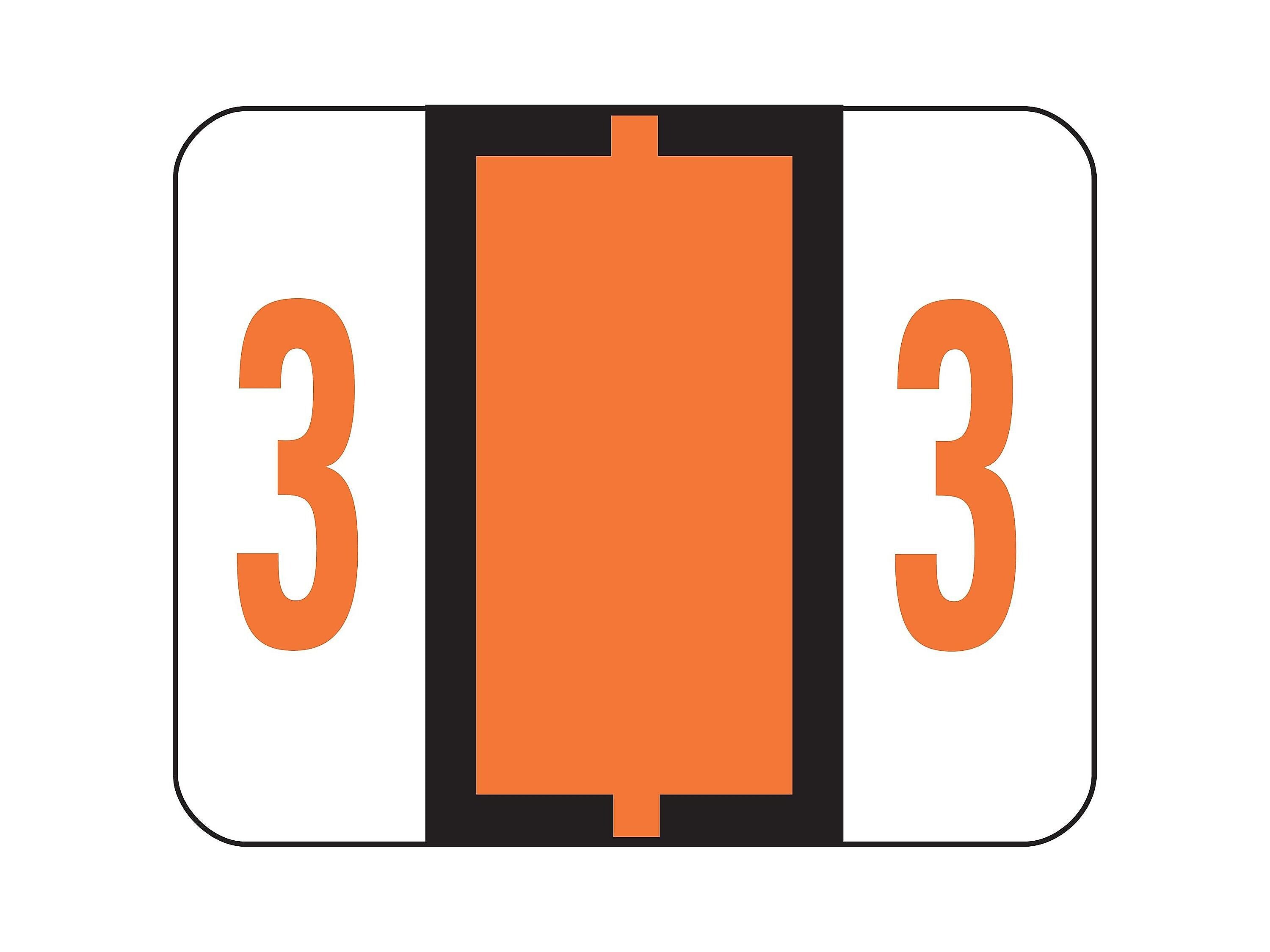 Smead BCCRN Color Coded Numeric Labels, 3, Dark Orange, 500/Roll