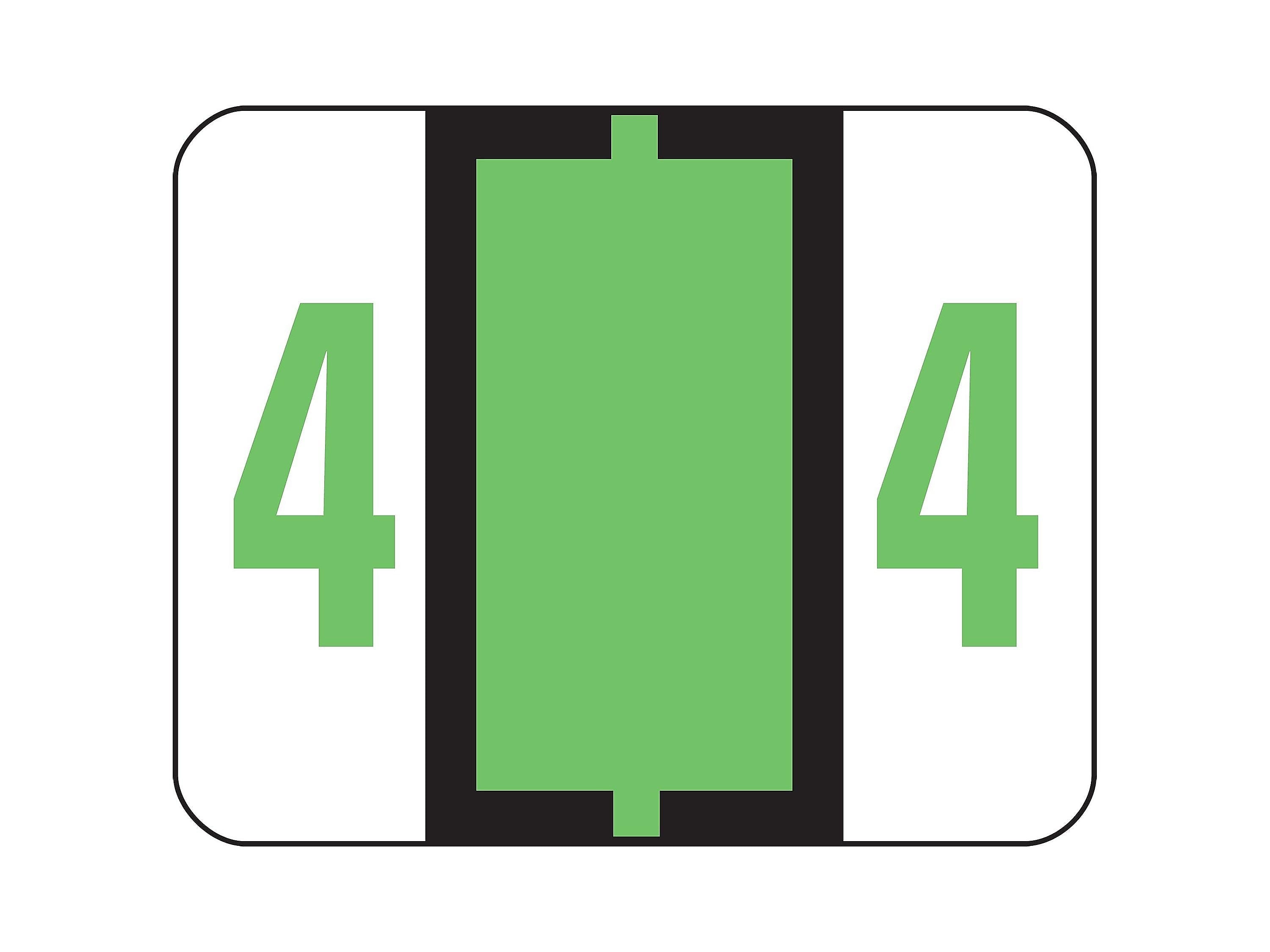 Smead BCCRN Color Coded Numeric Labels, 4,Light Green, 500/Roll