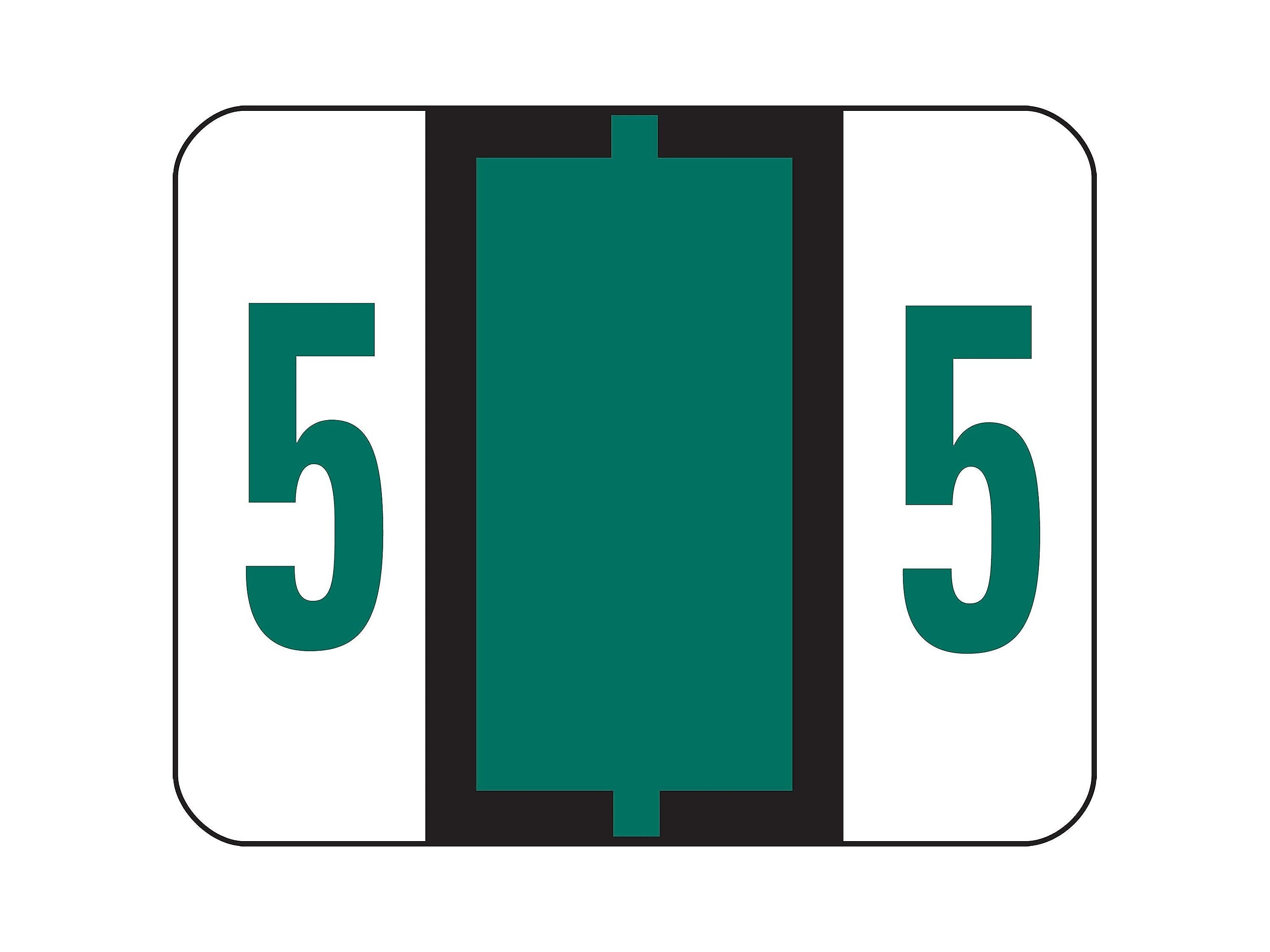 Smead BCCRN Color Coded Numeric Labels, 5, Dark Green, 500/Roll