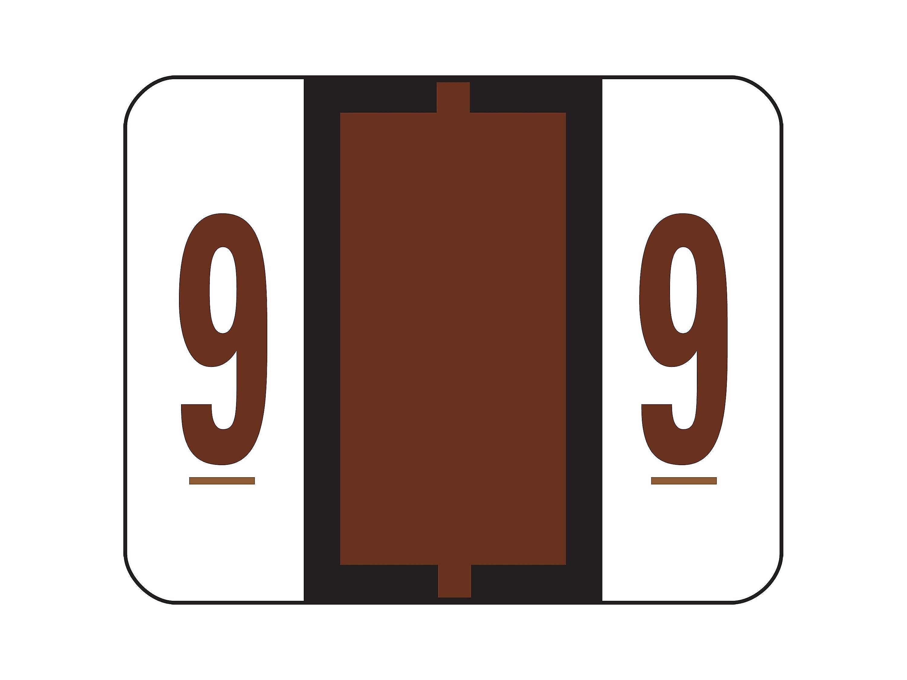 Smead BCCRN Color Coded Numeric Labels, 9, Brown, 500/Roll