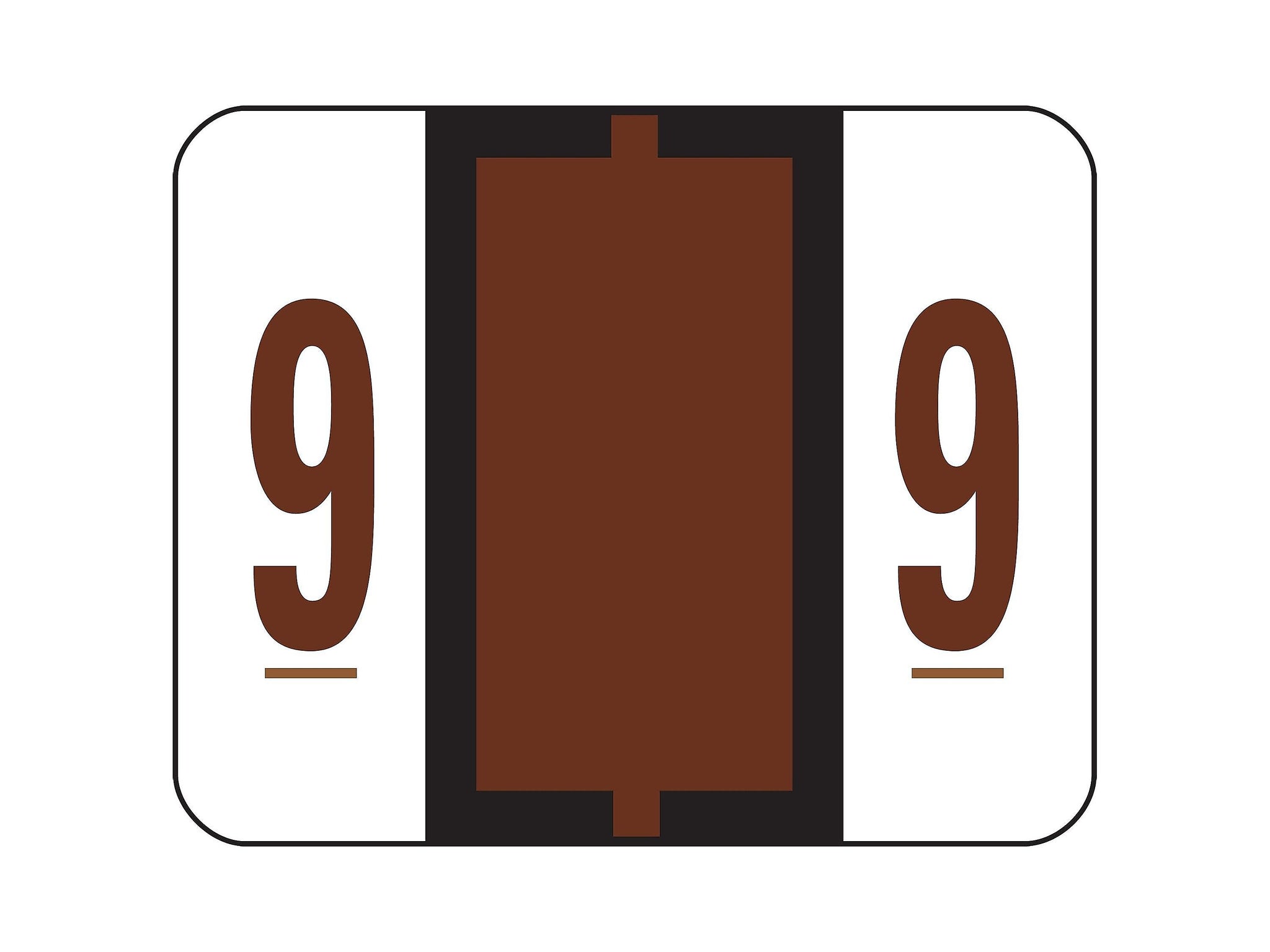 Smead BCCRN Color Coded Numeric Labels, 9, Brown, 500/Roll