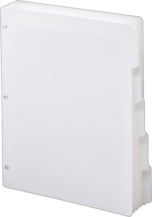 Smead Blank Dividers, 5-Tab, White, 20 Sets/Box