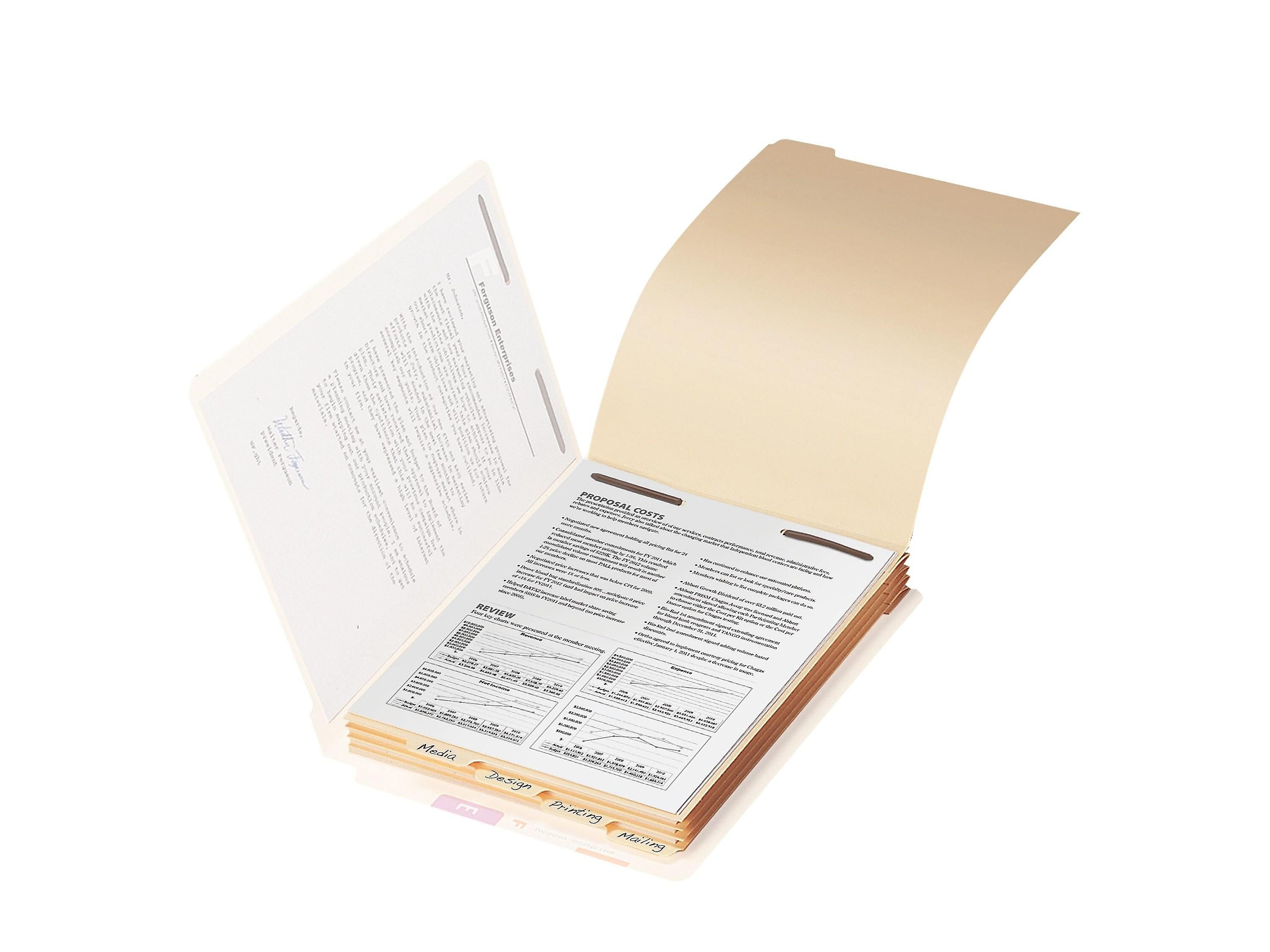 Smead Bottom Tab Filing Dividers with Fasteners, Letter Size, Manila, 50/Pack