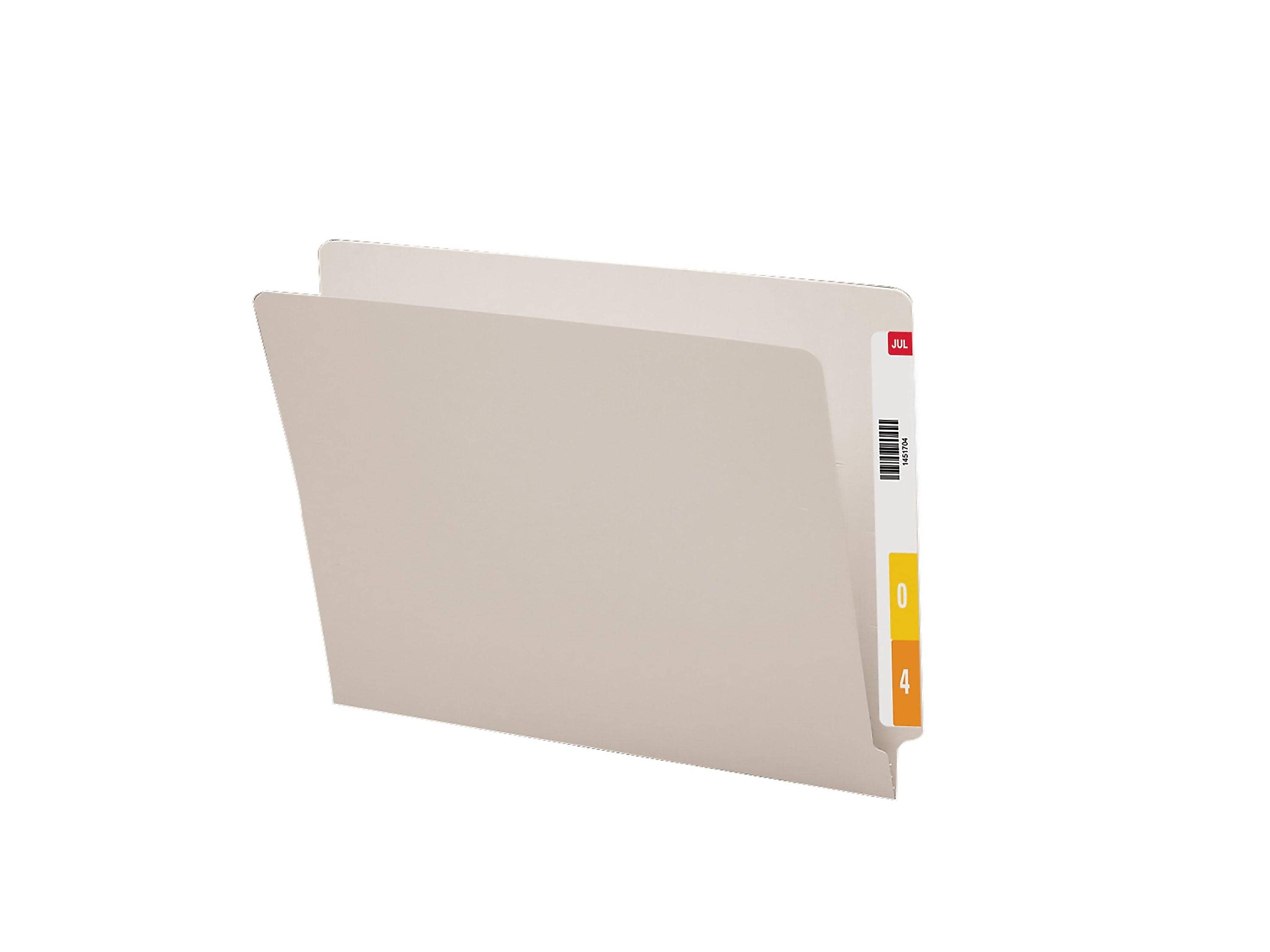 Smead® Colored End Tab File Folder, Shelf-Master® Reinforced Straight-Cut Tab, Letter Size, Gray, 100 per Box