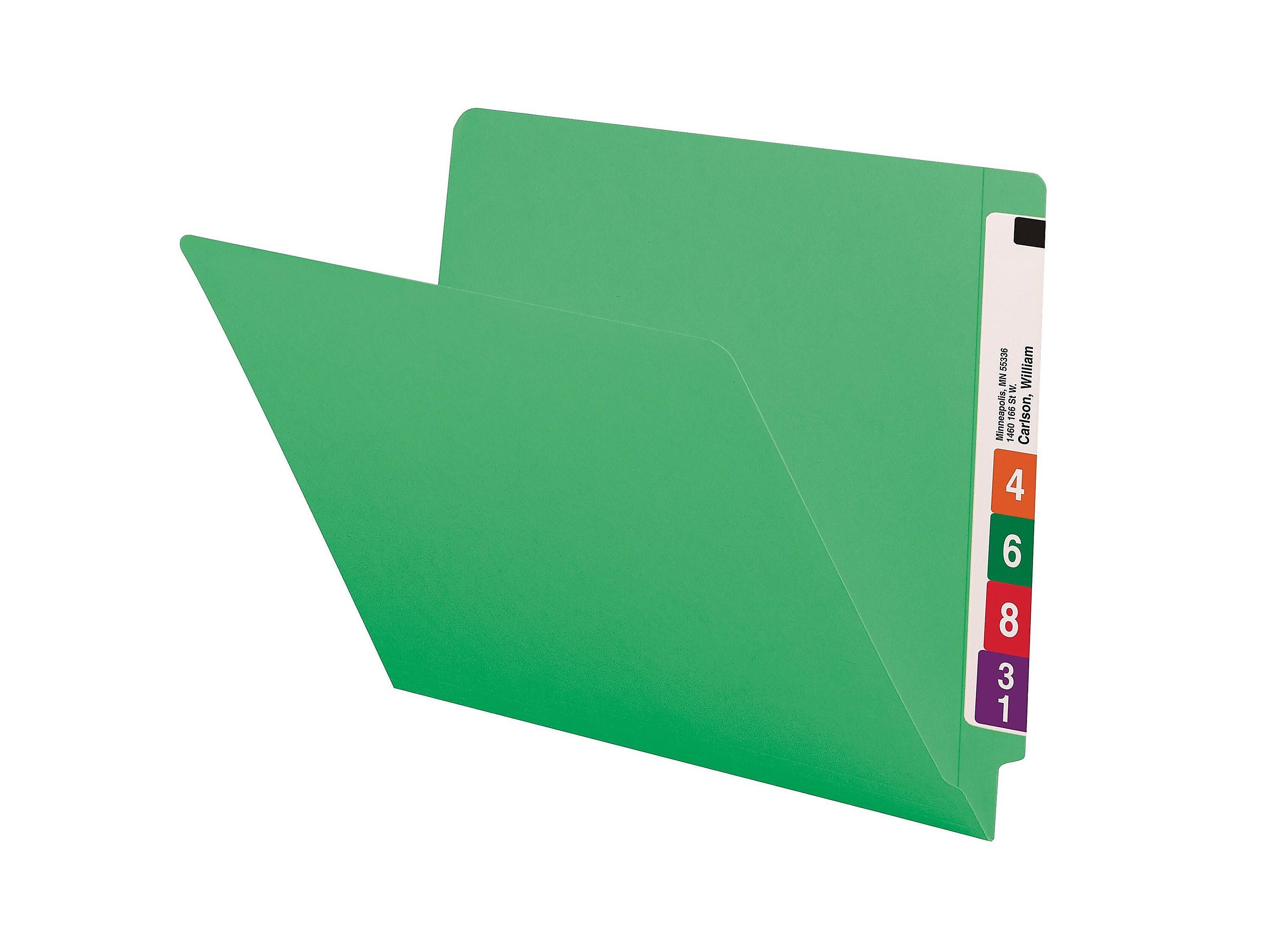 Smead Colored End Tab File Folder, Shelf-Master Reinforced Straight-Cut Tab, Letter Size, Green, 100/Box